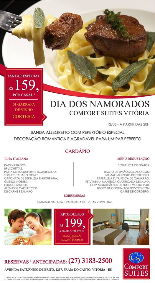 Dia dos Namorados no Comfort Suítes Vitória – Sorteio!